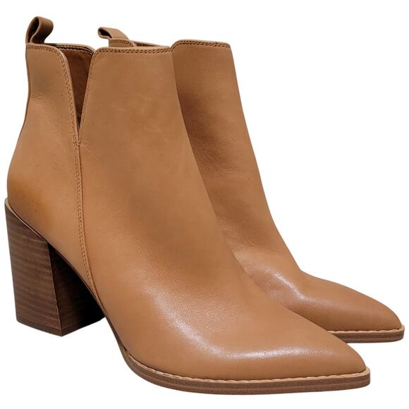 Nine West Birds Block Heel Pointed Toe Ankle Booties Size US 6M Natural Brown - Picture 1 of 5